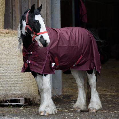 600D Lightweight Waterproof Horse Turnout Rug 0g No Fill Half Neck Dark Burgundy