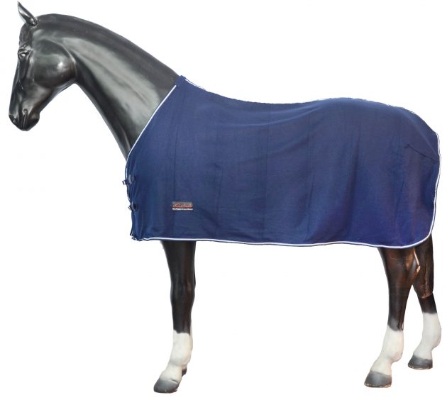Horse Pony Stable Yard Cooler Fleece Horse Rug Double Front Closure Navy 5'9''-7'3''