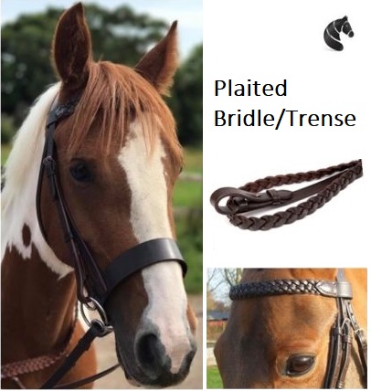 Leather Plated Hunter Bridle 2'' Noseband Plaited Working Brown Black All Sizes