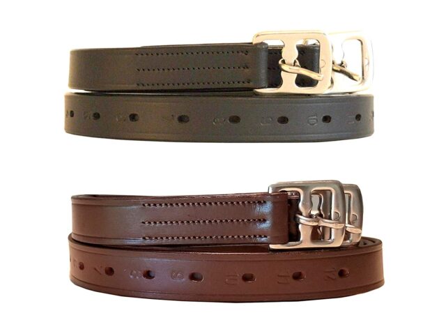 Leather Stirrup Roller Buckles Black Brown 32'' - 42''