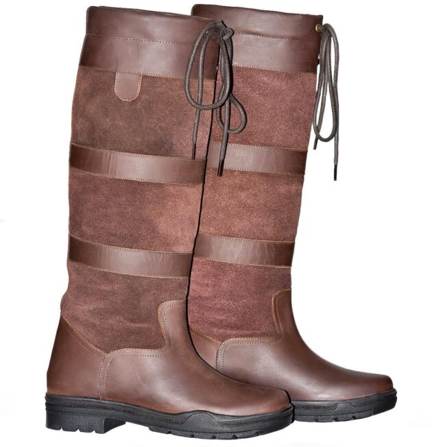 Equestrian Country Horse Tall Walking Leather Horse Boots Waterproof Brown UK 4-9
