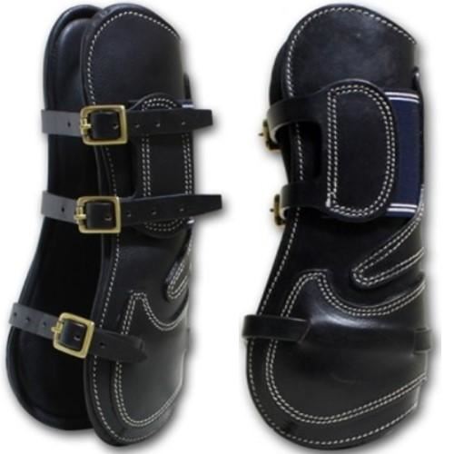 Horse Riding Jumping Leg Protection Leather Tendon Horse Boots Black Full