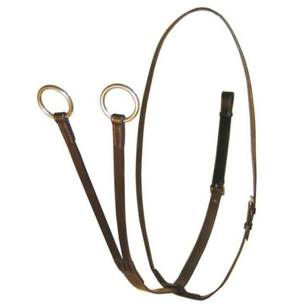 Soft Leather Running Martingale With FREE Rubber Stops Brown Full