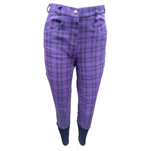 Equine Ladies Women Horse Riding Stretch Pull on Cotton Jodhpurs Purple All Size