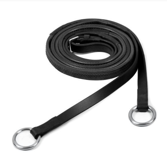 Soft Flexible Horse Riding Leather Rubber Reins Grip With Loops Brown Black 3 Sizes