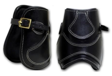 Horse Short Jumping Leg Protection Leather Tendon Horse Boots Black 3 Sizes