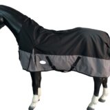 Regendecke Winterdecke Turnout 100% Wasserdicht 600D Highneck Multi Farbe Schwarz/Grau - 125cm - 165cm