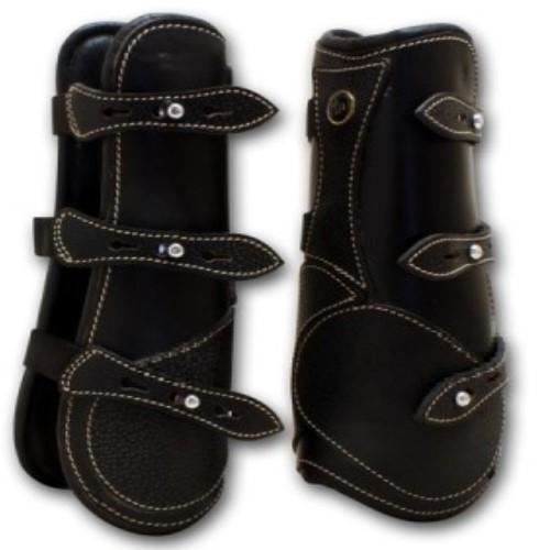 Horse Padded Tendon Boots Pair Leather Premium Dressage Jumping Black All Size