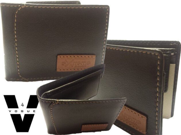 RFID SAFE MENS DESIGNER REAL LEATHER WALLET With LARGE Zip Coin Pocket / Pouch